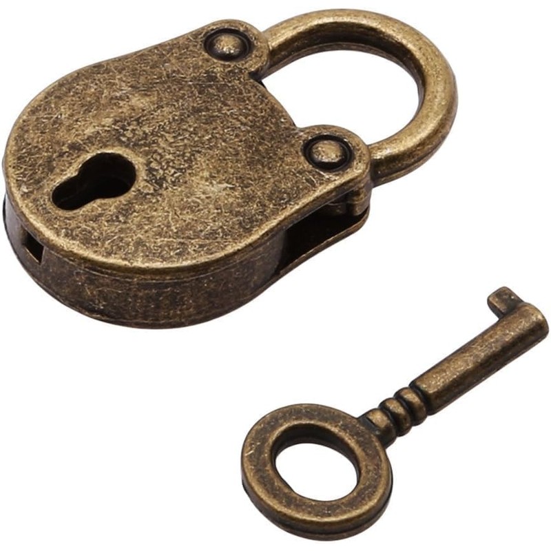 1Set Vintage Antique Style Mini Archaize Classic Padlocks Key Lock
