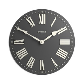 Jones Clocks® Strand wall clock | Modern convex clock | 30cm | Dark grey | Roman numerals | Ideal for the kitchen, living room, office or bedroom