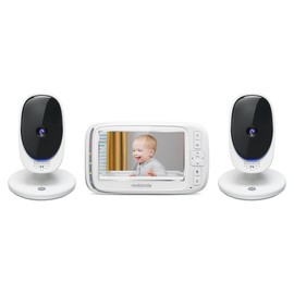 Motorola Comfort 50-2 Video Baby Monitor 5" LCD Color Display and 2 Cameras with Digital Zoom, Two-Way Audio, Infrared Night Vision and 5 Soothing Lullabies (Renewed)
