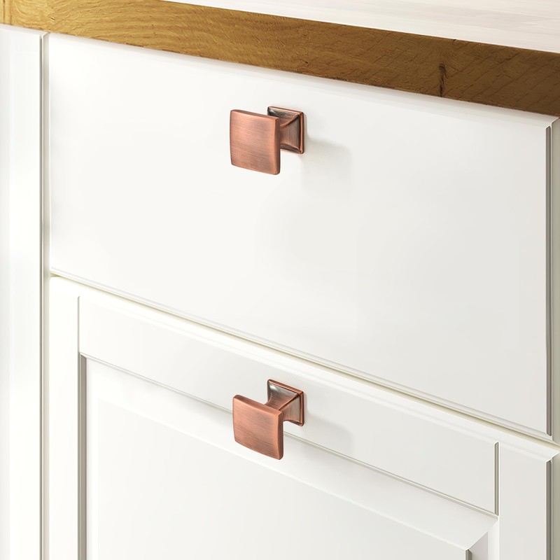 Khtumeware 10 Pack 1 inch Brushed Antique Copper Cabinet Knobs