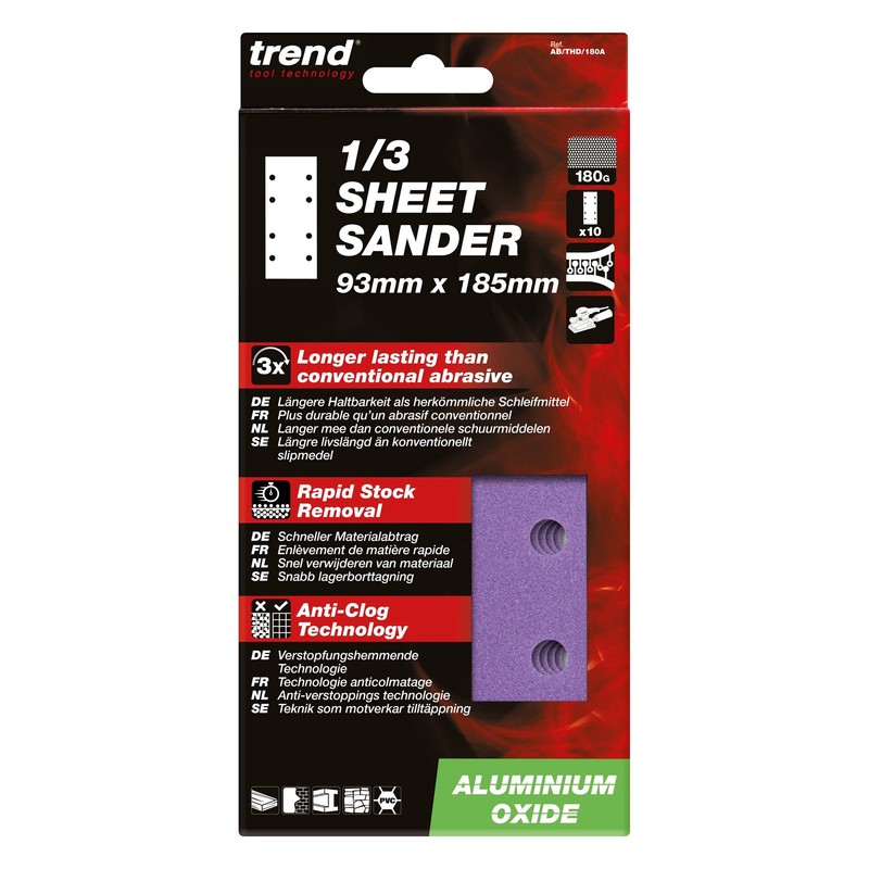 Trend Aluminium Oxide 1/3 Sheet 93 x 185mm 180 Grit