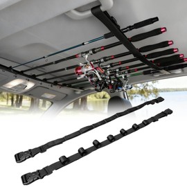 NIMBLOOM 2 Pack Adjustable Fishing Rod Holder for Car, 7 Rod Capacity Fishing Pole Roof Rack Inside, Adjustable 35.4-43.3 in, Fishing Pole Hanger Straps for Wagons, Truck