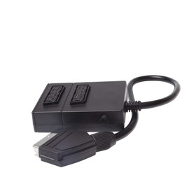 S/CONN Maximum Connectivity Scart Splitter Fully Connected Cable Splitter 2-Way with Switch Box - 1x Male / 2x Female with Switch - Splitter - Black 0.5 m