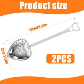 NHQZ Set of 2 tea strainers, stainless steel, tea strainer, tea maker, tea infuser for loose tea, tea strainer, heart, silver