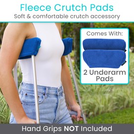 Vive Fleece Crutch Pads - Comfortable Padding for Armpits - Accessory Cover Arm Cushions for Adult & Youth Crutches - Luxurious Soft Fleece with Sculpted Memory Foam Core - Washable & Breathable