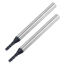 sourcing map Square Nose End Mill, 2mm Tip Dia Solid Carbide AlTiN Coated CNC Router Bits 4 Flute Spiral Milling Cutter HRC45 with 4mm Shank 50mm (2-inch) Length, 2pcs