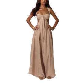 REASERAL Womens Casual Jumpsuit Halter Hollow Out Backless Top Wide Leg Pants Summer Vacation Jumpsuit