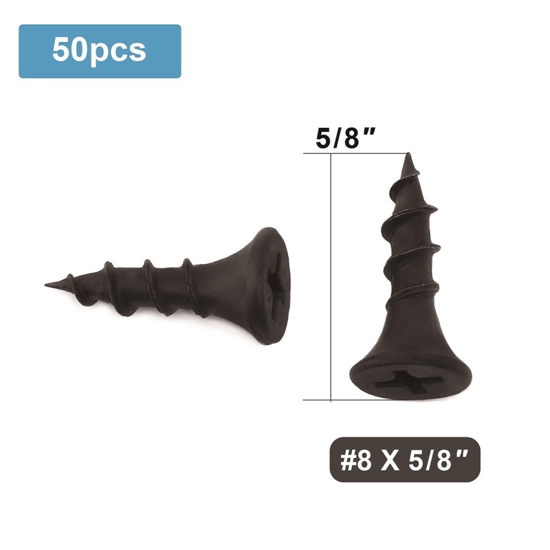 #8 x 5/8" Wood Screw 50PCS Black Phosphate Coated Stainless