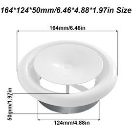 Adjustable Air Vent Cover, 125mm - 5 Inch Round Ceiling Vent Cover White Metal Ventilation Grille for Bathroom Kitchen Toilet Caravan