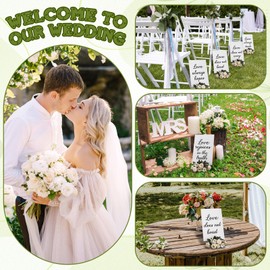 GlikCeil 8 Pcs Wedding Aisle Signs 11.8 x 7.9 Inch 1 Corinthians 13 Wooden Wedding Signs Love Is Patient Kind Rustic Wood Wedding Signage Bible Verses Wall Decor Gift for Wedding (White,Gold)