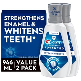 Crest Crest Pro-Health Advanced Mouthwash, Alcohol Free, Extra Whitening, Energizing Mint Flavor, 2x946mL (32 fl oz)