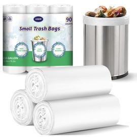 Small Trash Bags 2.6 Gallon-90 Count Leakage-Free Strong, Small Mini Garbage Bags for Bathroom, Bedroom, Office, White Small Trash Can Liners
