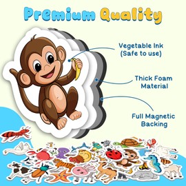 PraxiKidy Magnetic Animals,50 PCS Fridge Magnets for Toddlers,Farm Animals Wild Zoo Sea Ocean Animals Refrigerator Magnets for Kids,Educational Learning Magnetic Toys for Whiteboard Preschool Baby