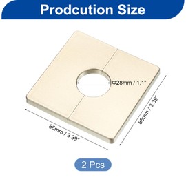sourcing map 2Pcs ABS Plastics Square Shaped Escutcheon Plate, Wall Split Flange, 28mm Diameter Wall-Mounted Pipe Mouth Decorative Cover, Gold