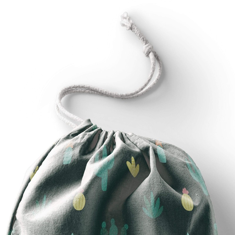 Bonamaison Printed Cotton Bags with Drawstring, Shopping Bag, Bag, Fabric
