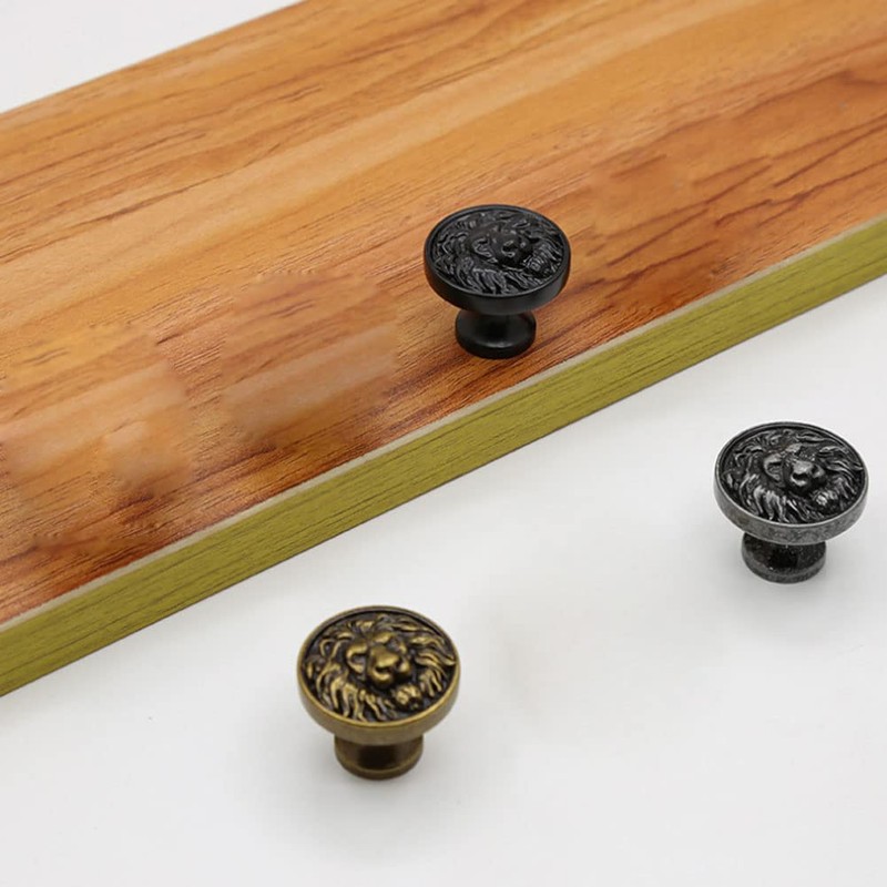 Wwxuanke 4pcs Knobs Flat Lion Head Knobs for Cabinets and