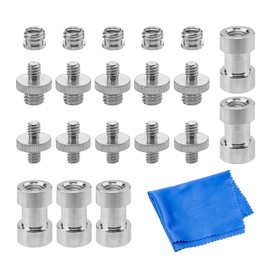 20 Pieces Converter Threaded Screws Adapter Mount Set, 1/4 Inch and 3/8 Inch for Camera, Tripod, Monopod, Ballhead, Light Stand and Shoulder Rig
