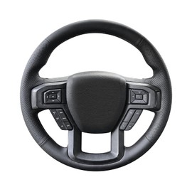 Belinous Leather Steering Wheel Cover Lace Up, Hand-Stitch on Wrap, Steering Wrap Compatible with Ford F-150 F250 King Ranch/Lariat/XL/XLT/Limited/Platinum/Police Responder 2015-2020 (W/O Mark)