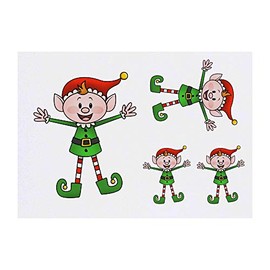 4 x 'Boy Elf' Temporary Tattoos - Water Resistant, Skin-Safe, Non-Toxic Transfers, Mixed Sizes (TO00014441)