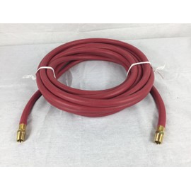 3/8" X 75' HBD THERMOID Rated @300 PSI, Thermoid Value-Flex red Hose, 3/8"ID, W/Brass 1/4" Rigid Male X Rigid Male Dixon Fittings Attached