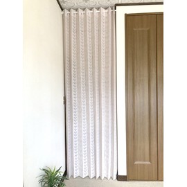 Accordion Curtain Patter Room Divider Noren Partition Heat Shield Adjustable Length 59.1 x 98.4 inches (150 x 250 cm) Nordic Style Heart Leaf KL27001 (Ivo CM540)
