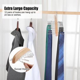 Premium Wooden Tie Holders for Men (2 Pack) - Space-Saving Tie Racks for Men’s Closet - Durable Hanger for Ties & Belts, Large Capacity Organizer, Elegant Design, for Stylish Closets