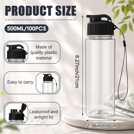 100 Pieces Reusable Plastic Water Bottles Bulk, Black