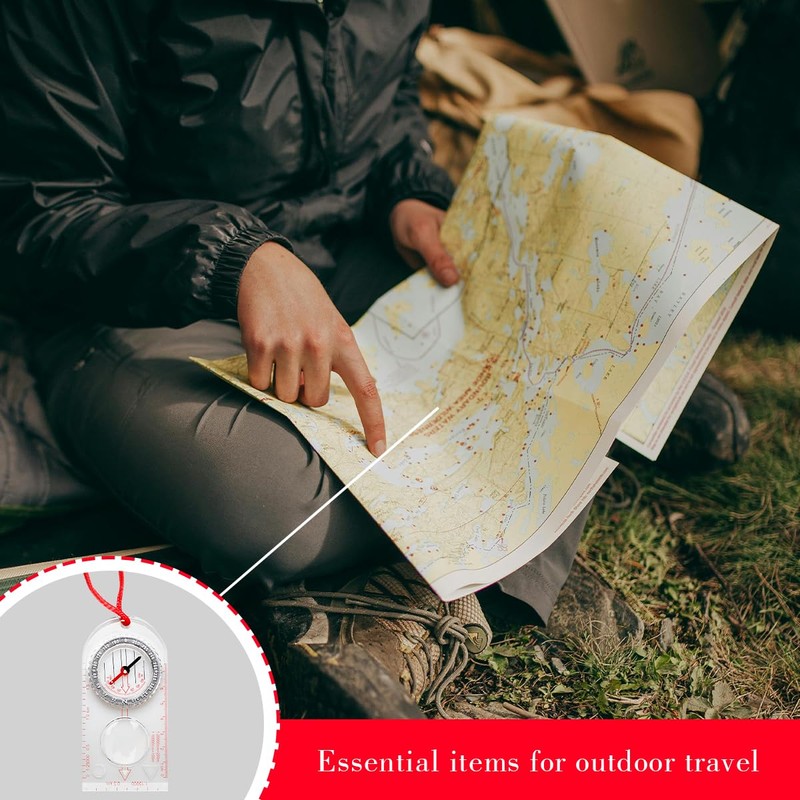 GLADFRESIT Compass Navigation Map Compass for Hiking Portable Waterproof Multifunctional