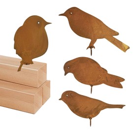 TAFACE Pack of 4 Rusty Bird Garden Decorations, Bronze Bird Ornaments, Rusty Bird Ornaments with Screws, Vintage Garden Decorations, Metal Bird Ornaments, Decorative Gifts