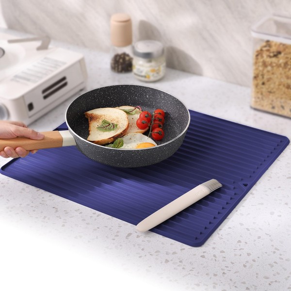 Amyandone Dish Drying Mat, 16" x 18" Silicone Drying Mat