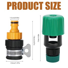 2 Pack Hose Tap Connector, 12-16mm Universal Tap Hose Connector Garden Tap Hose Fitting Set Faucet Adapter with Stainless Steel Collar, Quick Connect Tap to Hose Adapter for Washing & Cleaning