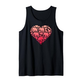 Colorful Cute Hearts Shape Silhouette Lover- Animal Elephant Tank Top