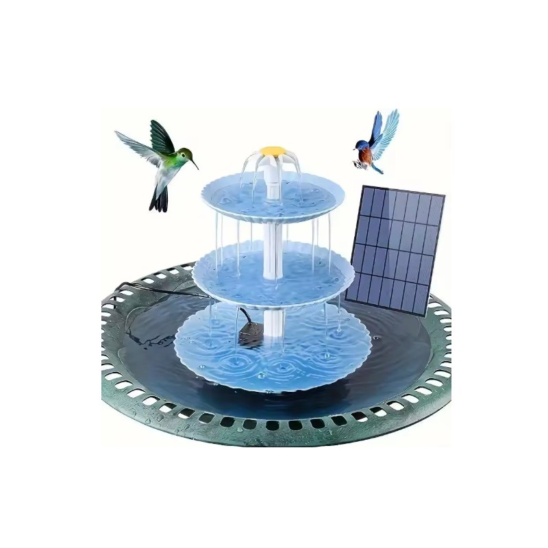 Solar Bird Bath Fountain for Garden Decor – Detachable 3-Tier