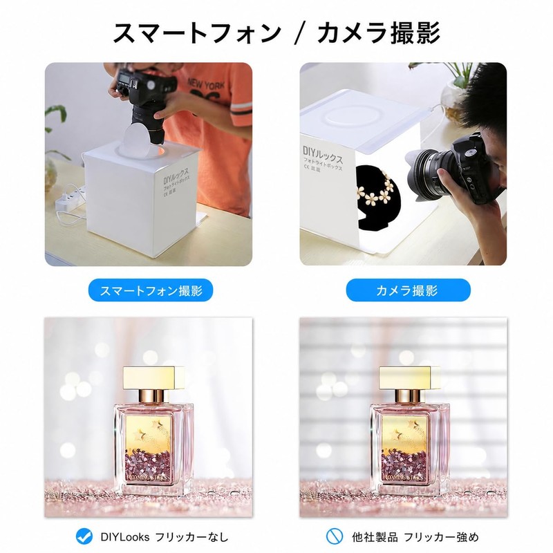 DIYLooks 23cm リング LED パネル 折りたたみ ポータブル ライト 写真 照明