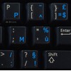 French AZERTY Keyboard Stickers with Blue Lettering ON Transparent (Clear)