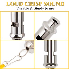 TopTie 10 PCS Whistles with Lanyard Colorful Sports Referee Whistle for Lifeguard, Emergency-Silver