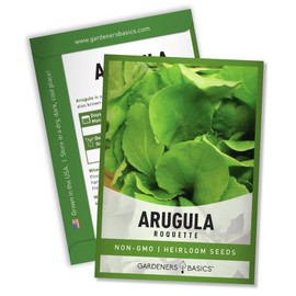 Arugula Seeds for Planting - Roquette Variety Heirloom Non-GMO Vegetable Plant for Home Garden Vegetables Great for Winter and Spring Makes a Great Gift for Gardening by Gardeners Basics