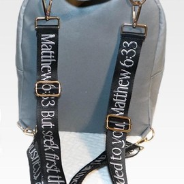 Matthew 6:33 Luxury Backpack with Scripture straps, Grey or Black - Specification: Grey