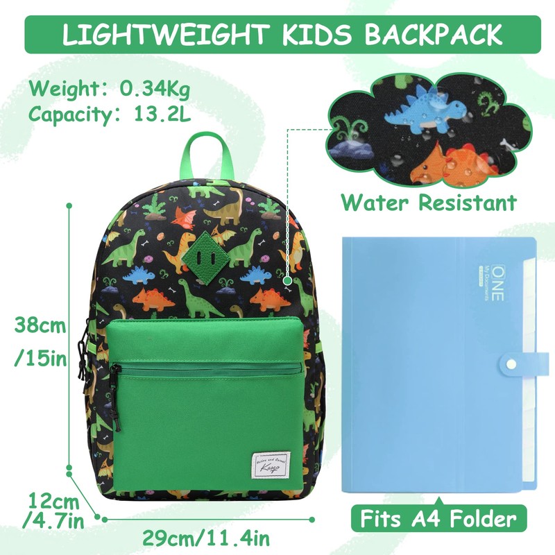 Kids Backpack for Boys, Kasqo Cute Lightweight Water Resistant Toddler