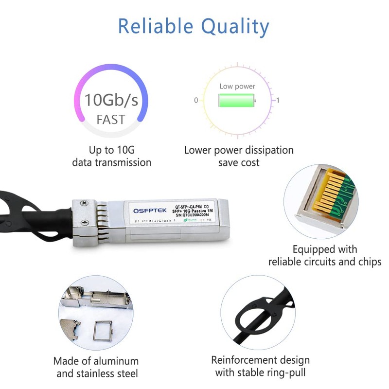 QSFPTEK 10G SFP+ DAC Cable, Passive Direct Attach Copper Twinax