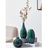 Set of 3, Decorative Ceramic Vases, Turquoise Blue Glazed Finish,