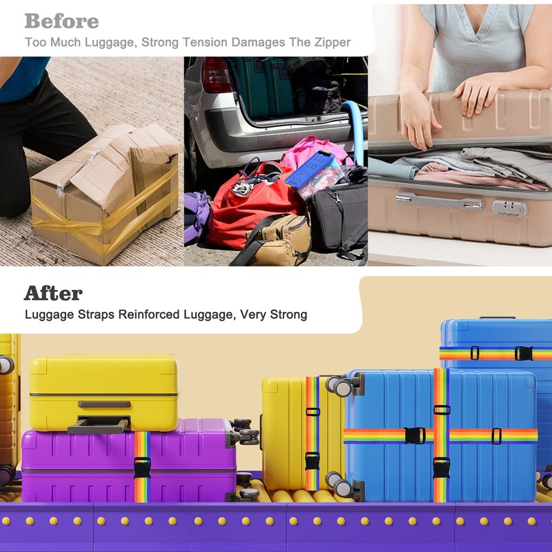 PUWOWYE Pack of 4 Suitcase Straps, Suitcase Strap Eye-catching, Luggage