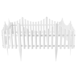 DOITOOL Flexible White Picket Fence Garden Border, 5 Pcs Decorative Landscape Edging Fences, Grass Lawn Flowerbeds Plant Borders (White)