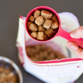 Messy Mutts Melamine Dog Food Scoop (1 Cup Capacity) | Measuring Cup for Animal Food | Features 1/2 Cup Indicator Line | Small or Large Dog Food Scooper | Dishwasher Safe | Watermelon