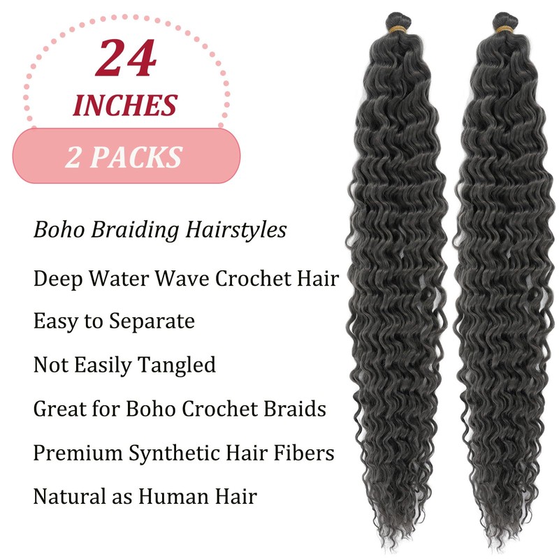 Grey Boho Hair for Braiding Deep Wave Curly Wavy Braiding