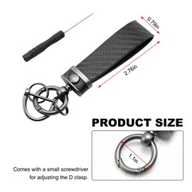 Wevdn Car Key Chain, Carbon Fiber Leather Keychain, 360° Rotatable Key Fob Holder with Anti-lost D-Ring, Car Accessories (Black)