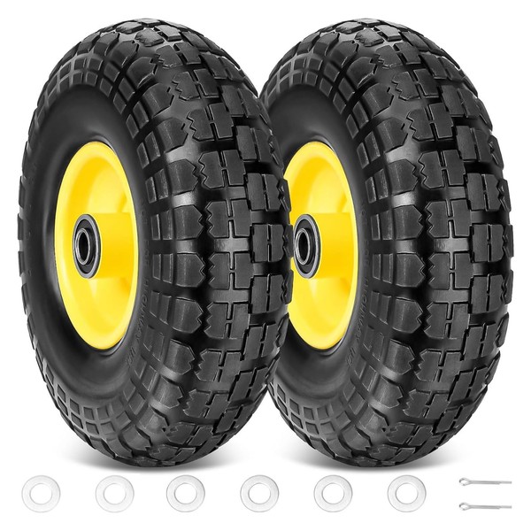 2 Pack 4.10/3.50-4" Pneumatic Wheels, 10" Heavy Duty Tire Wheels