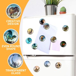 Glass Strong Animals Refrigerator Magnets,12 Pcs Decorative Magnets for Fridge Lovely Decor for Home Kitchen Office Whiteboard (Dinosaur Refrigerator Magnet)