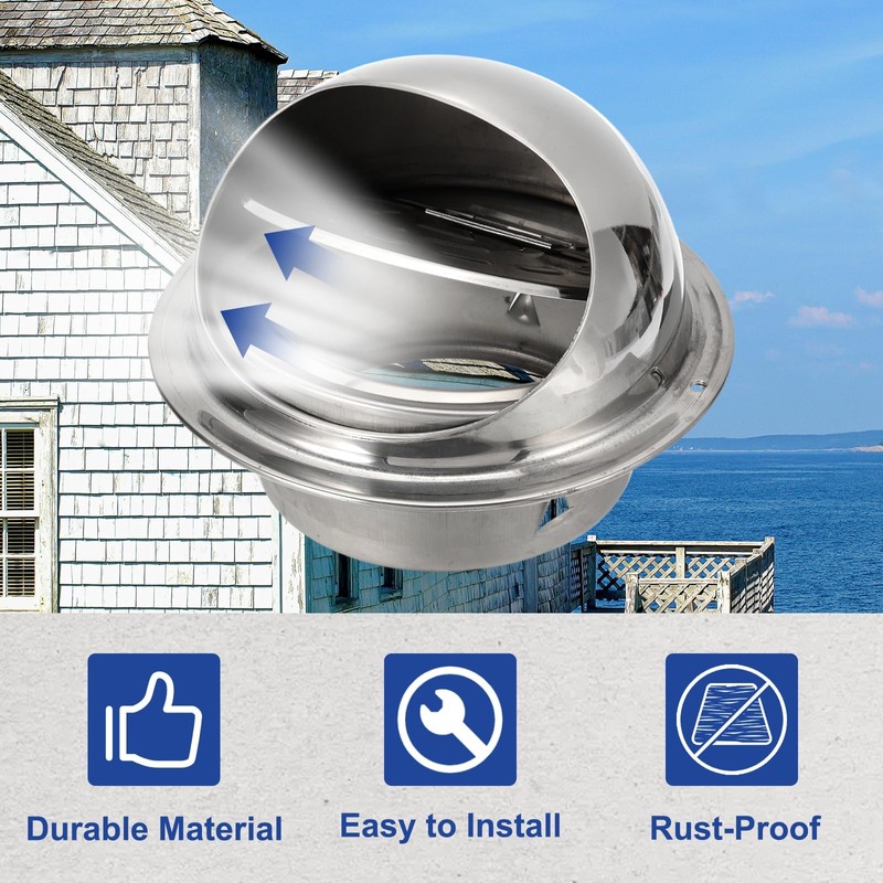 PATIKIL 4 Inch Dryer Vent Cover, 2 Pack Stainless Steel