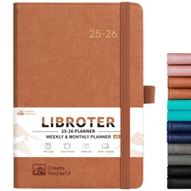 2025-2026 Planner - Academic Planner 2025-2026, 2025-2026 Weekly Monthly Planner, July 2025 - June 2026, 5.7'' x 8.4'', Thick Paper, Leather Cover, Pen Holder, Back Pocket, Perfect Daily Organizer - Brown